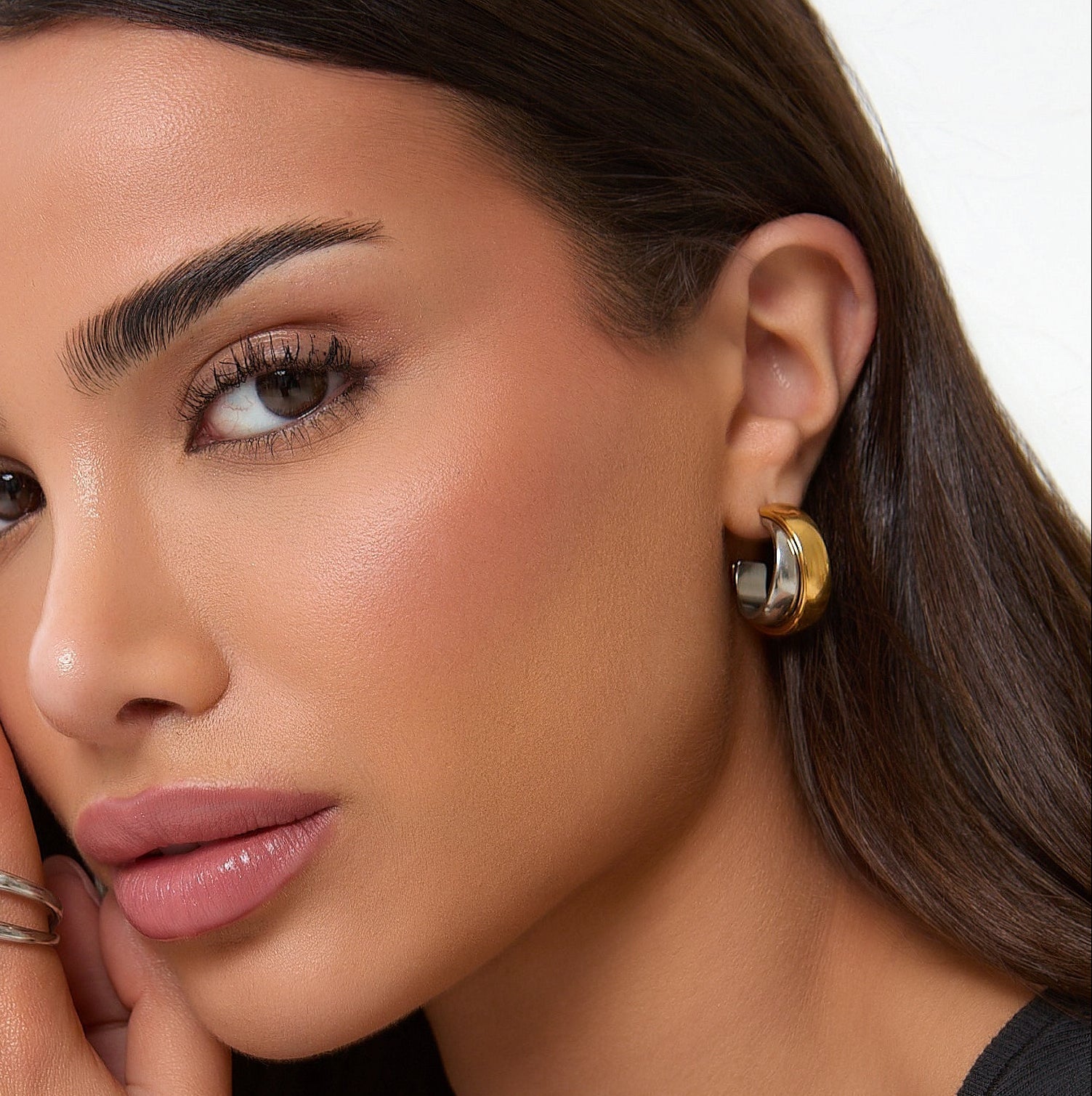 TWO TONE HOOP EARRINGS