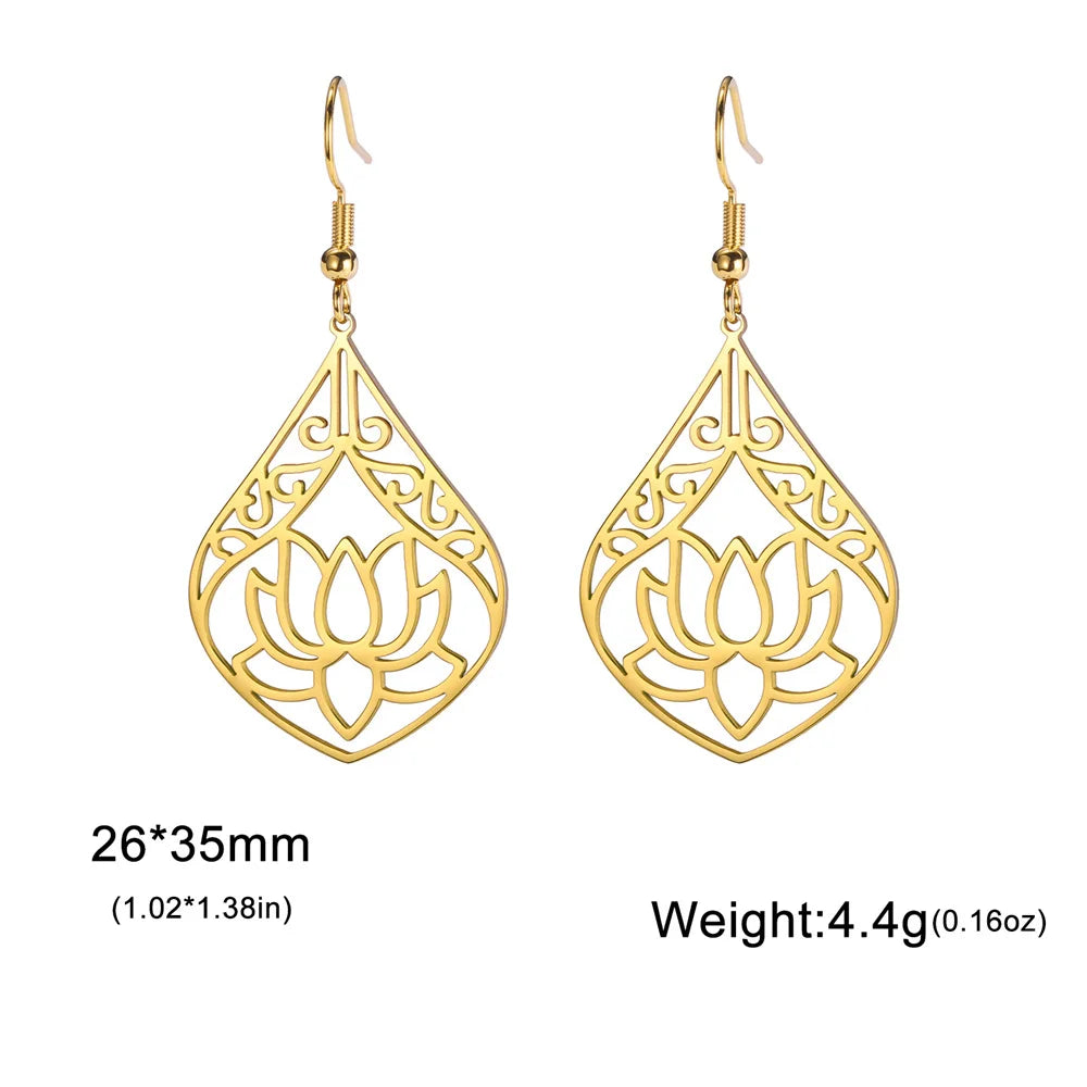 Lotus Drop Earrings - Spiritual Balance Energy