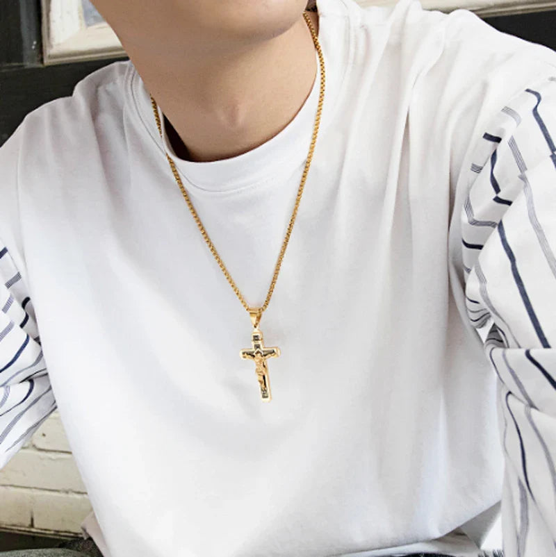 Natural Onyx Cross Pendant For Men Protection