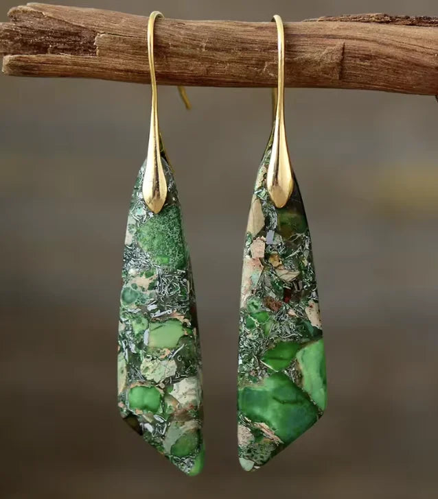 Boho Teardrop Coloured Stone Earrings