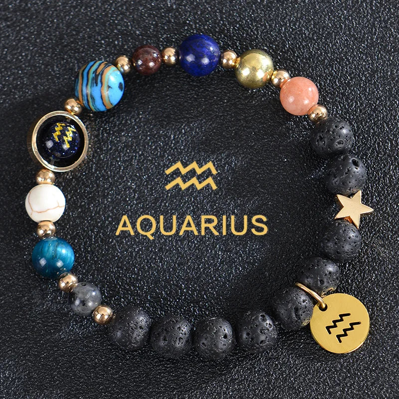 Handcrafted Natural Crystal Zodiac Bracelet For Women