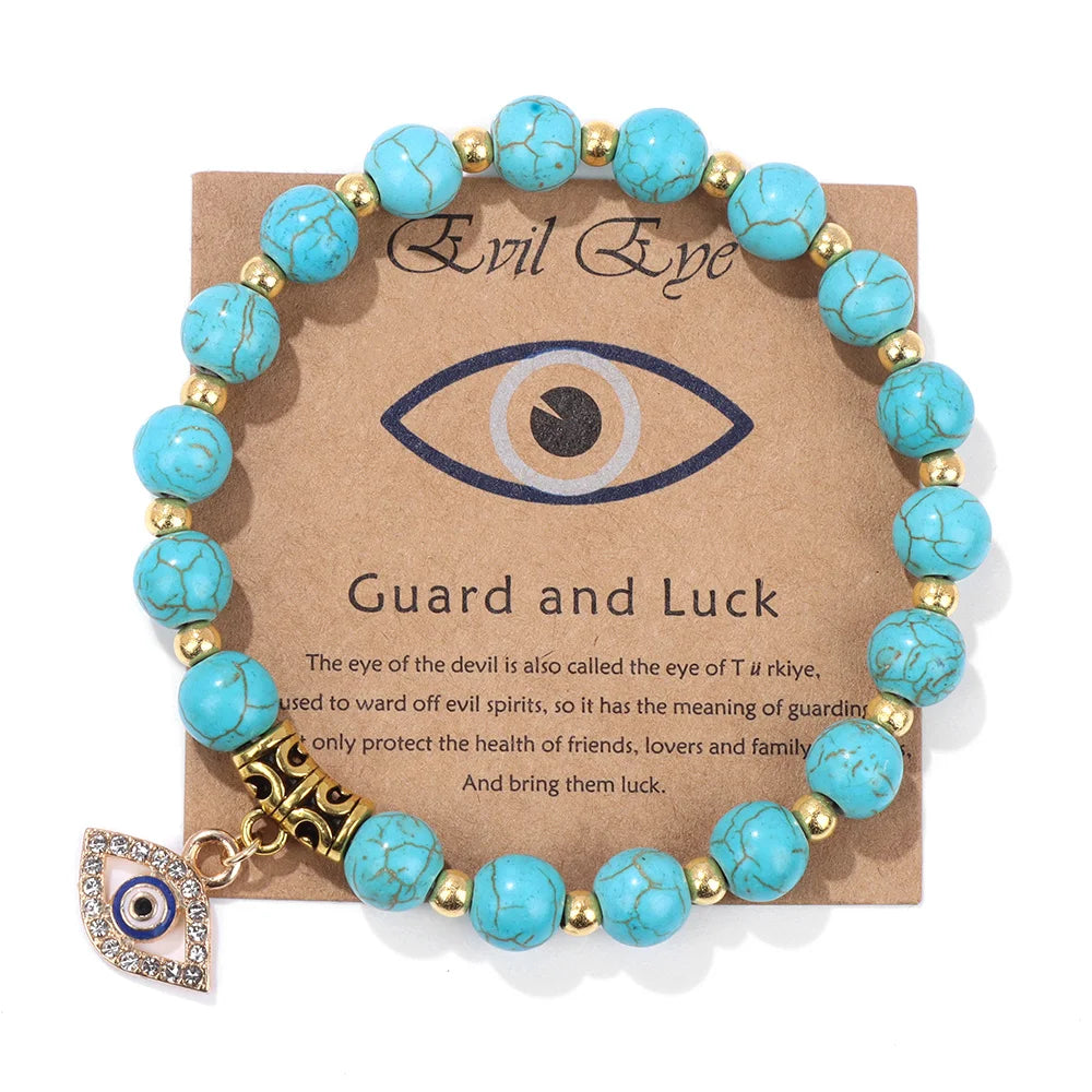 Natural Evil Eye Beads Bracelet Protection Gift For Women