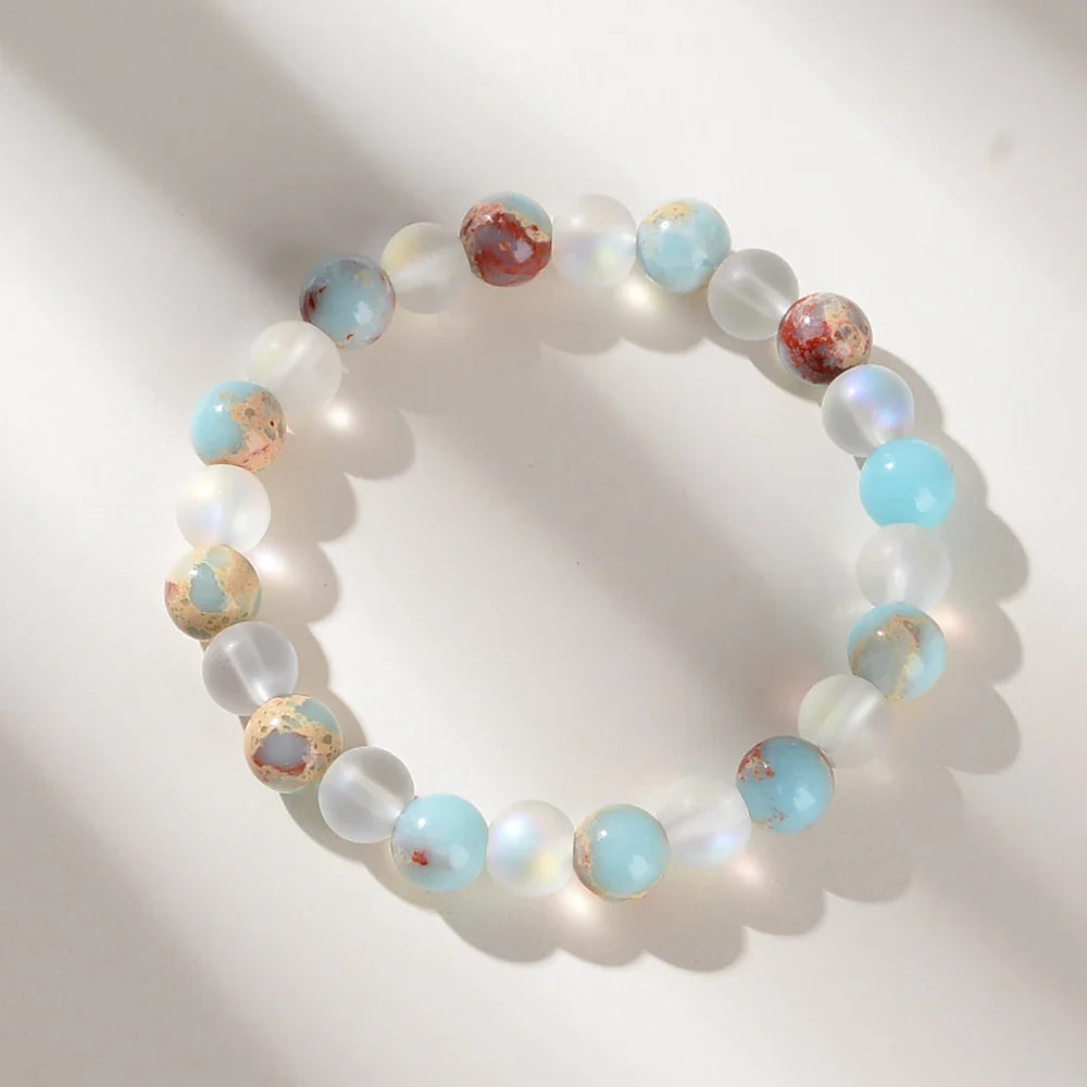 Aura Quartz Ocean Sediment Bracelet Unisex Crystal Jewelry