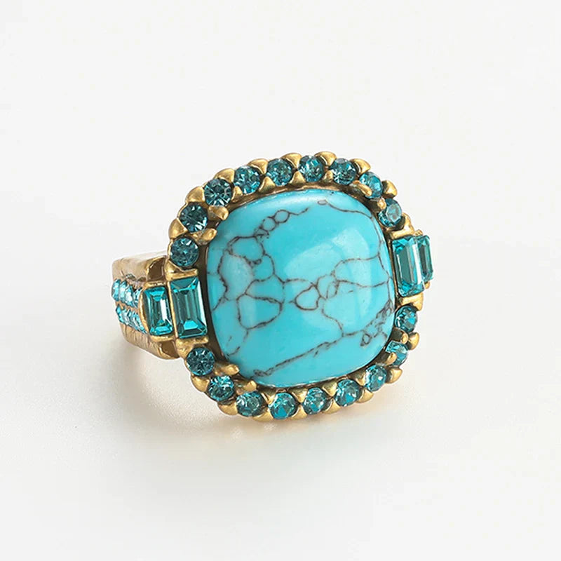Vintage Art Deco Turquoise Gold Ring