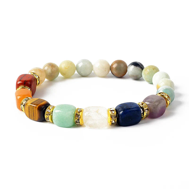 Natural Stone 7 Chakra Tiger Eye Hematite Bracelet