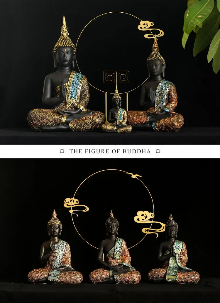 Large Buddha Statue Green Resin Buddha Sculpture Home Decor