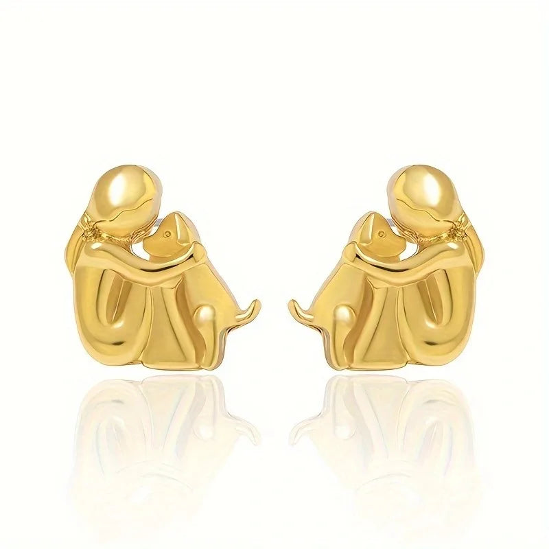 Sweet Two-Tone Hugging Earrings