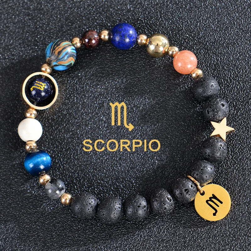 Handcrafted Natural Crystal Zodiac Bracelet For Women