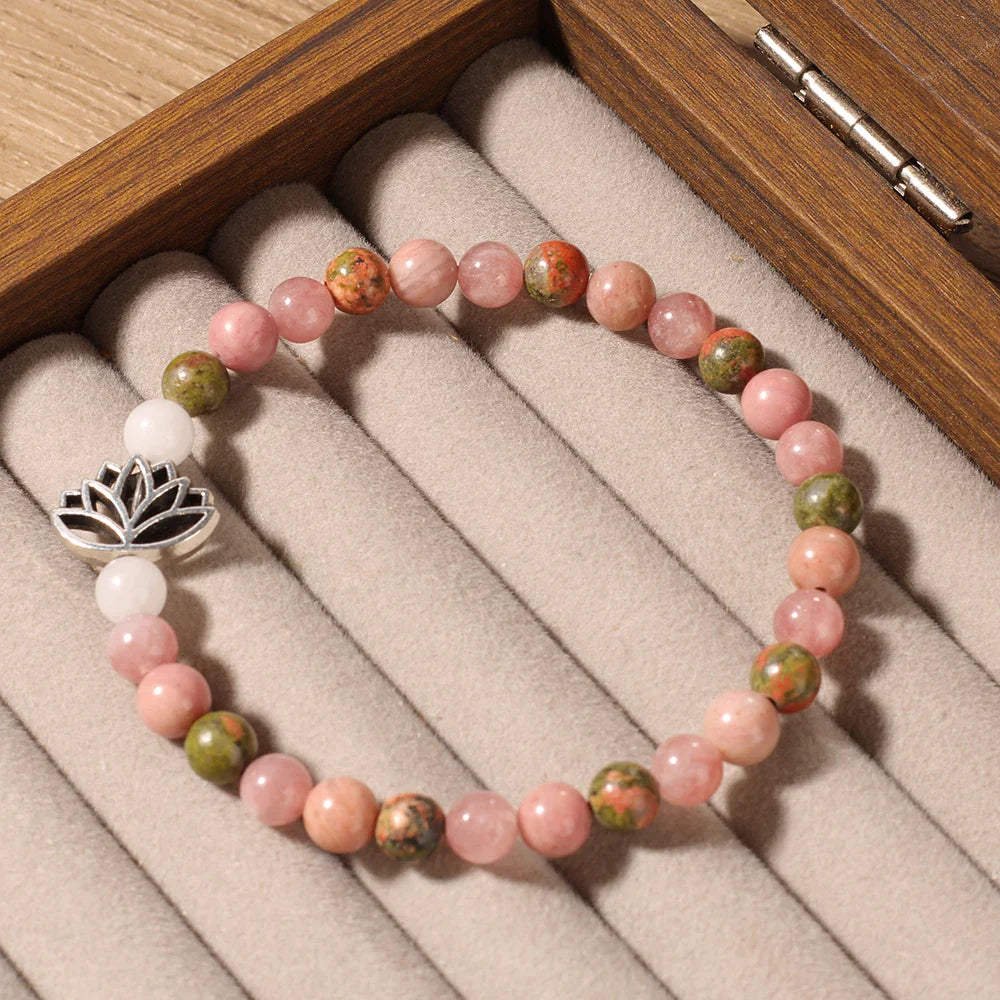 Pink Zebra Jasper 7 Chakra Bracelet Healing