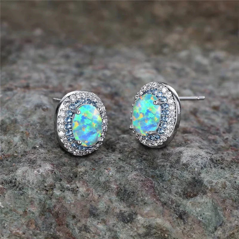 Antique Round Turquoise Stone Stud Earrings