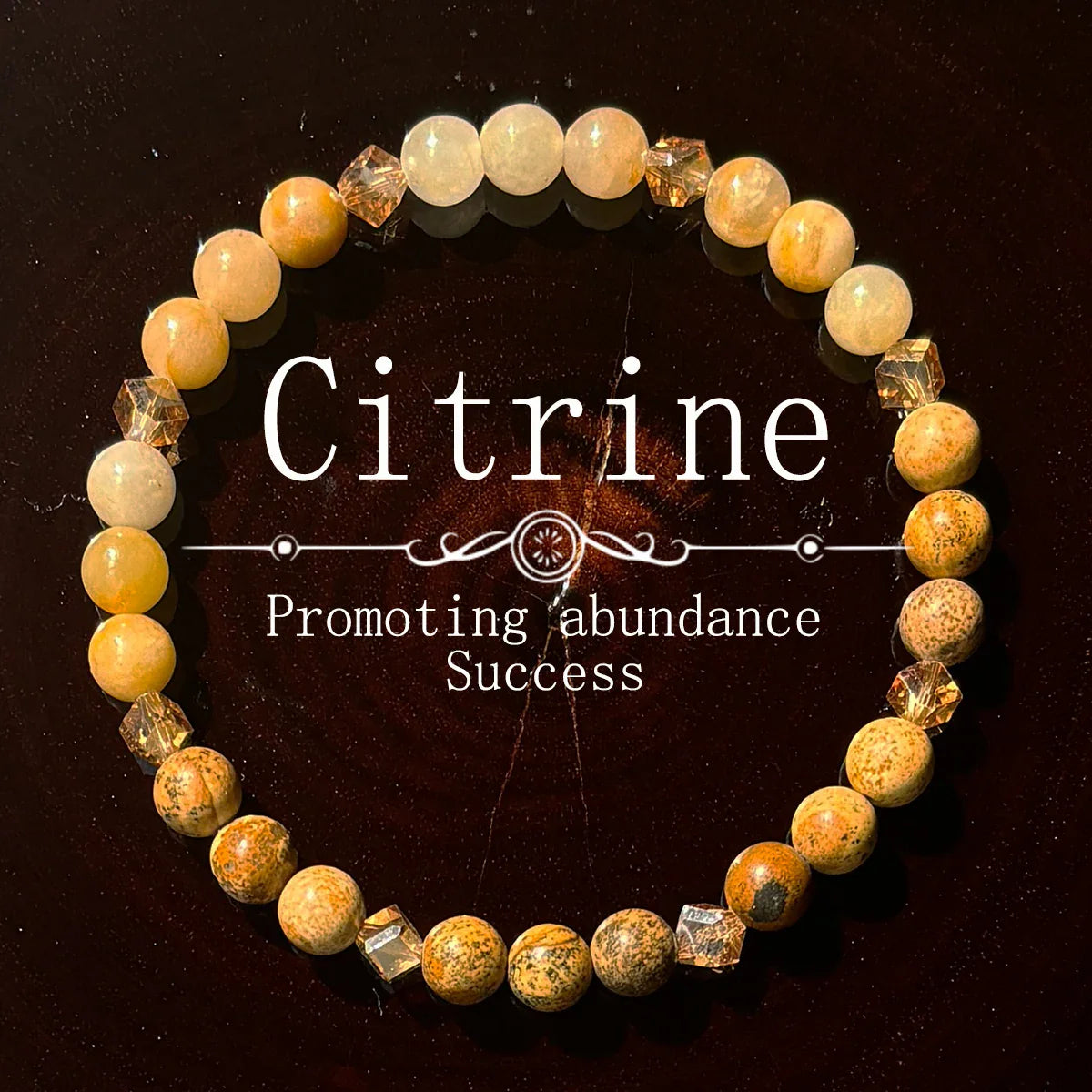 Citrine Natural Stone Bracelet Unisex Abundance Success 6mm