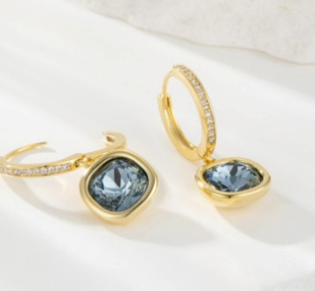 Vintage Blue Stone Golden Earrings