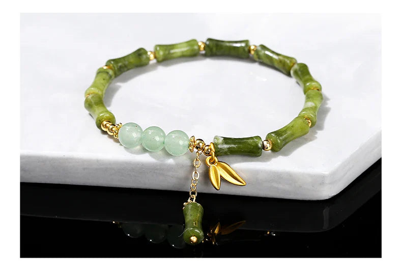 JD Southern Jade Bamboo Leaf Pendant Bracelet Limited