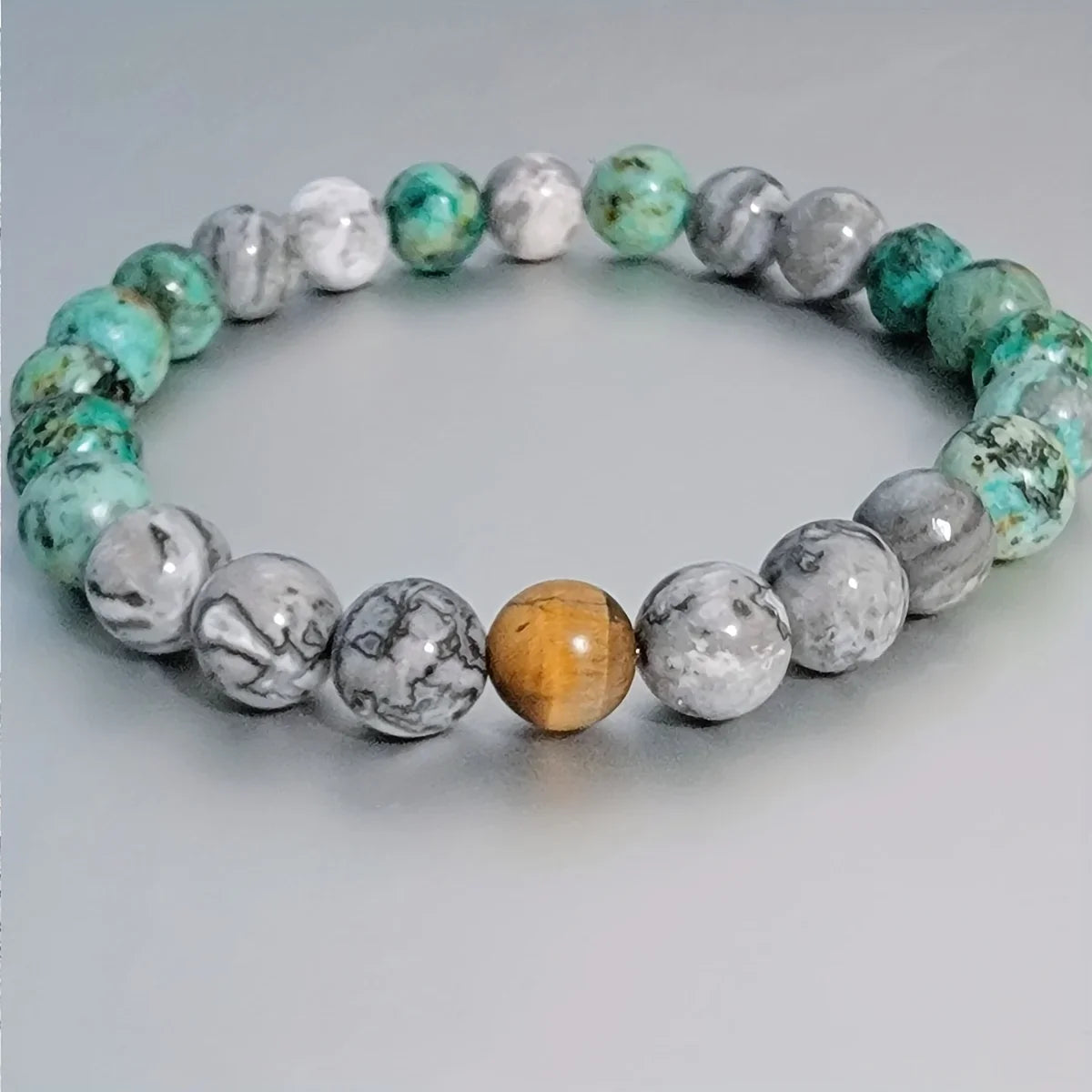 Natural Tiger Eye Turquoise Zen Bracelet For Men