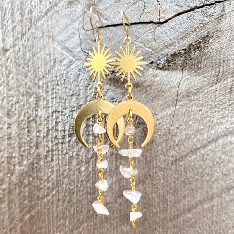 Bohemian Sun Moon Earrings