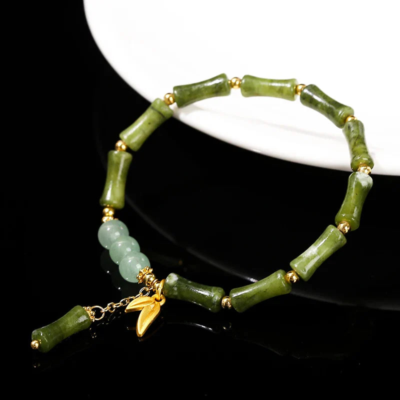 JD Southern Jade Bamboo Leaf Pendant Bracelet Limited