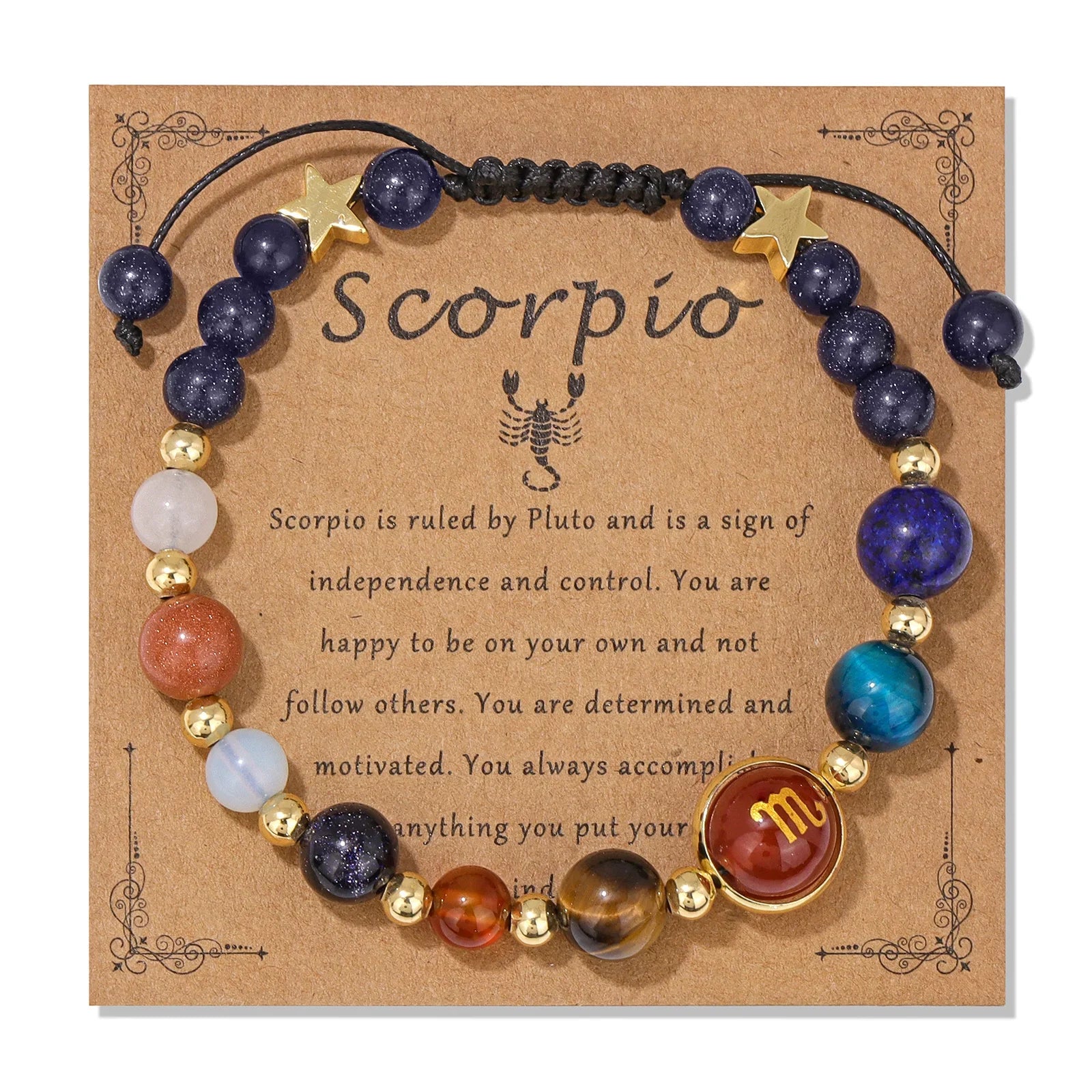12 Zodiac Signs Natural Stone Bracelet Taurus Cancer Virgo