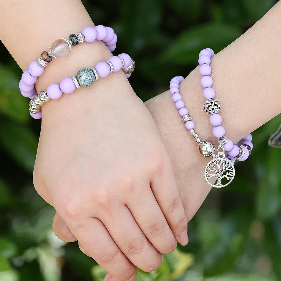 Handcrafted Natural Crystal and Wooden Bead Bracelet for Men and Women