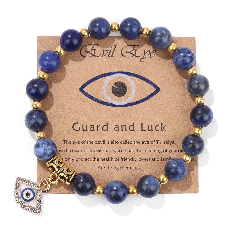 Natural Evil Eye Beads Bracelet Protection Gift For Women