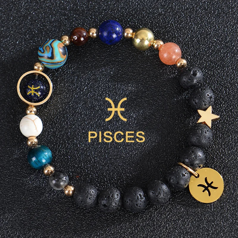 Handcrafted Natural Crystal Zodiac Bracelet For Women