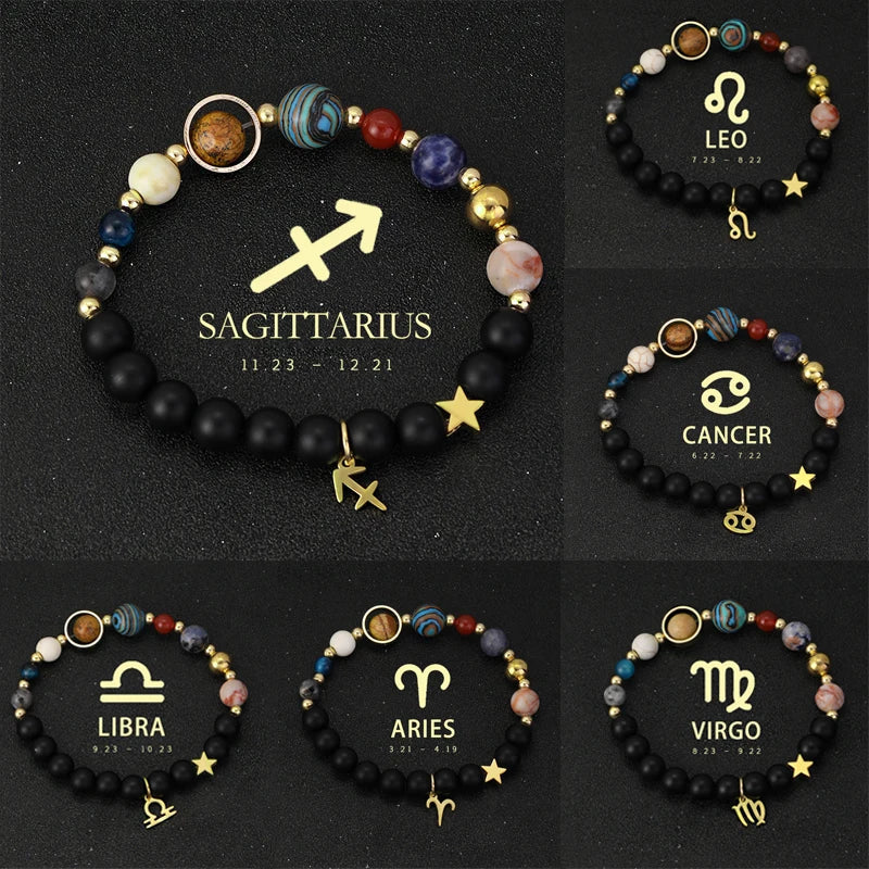 Planet Bracelet Eight Planets Stones Zodiac Signs Gift