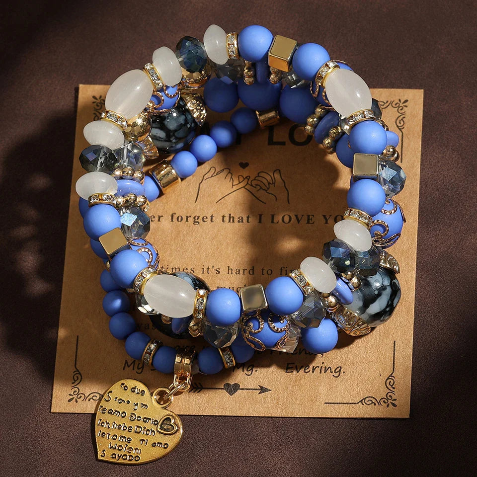 Handcrafted Natural Crystal and Wooden Bead Bracelet for Men and Women