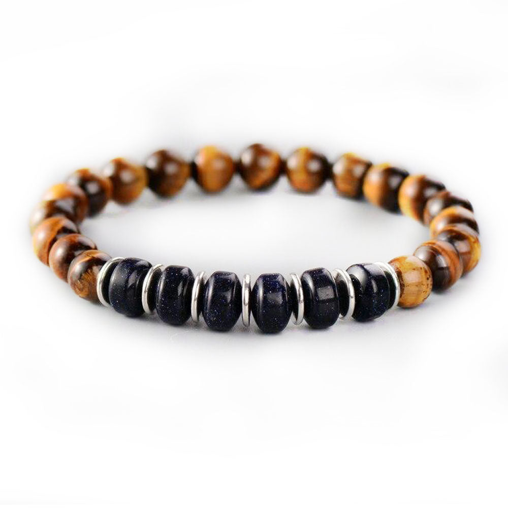 Tiger Eye & Blue Sandstone Stretch Bracelet