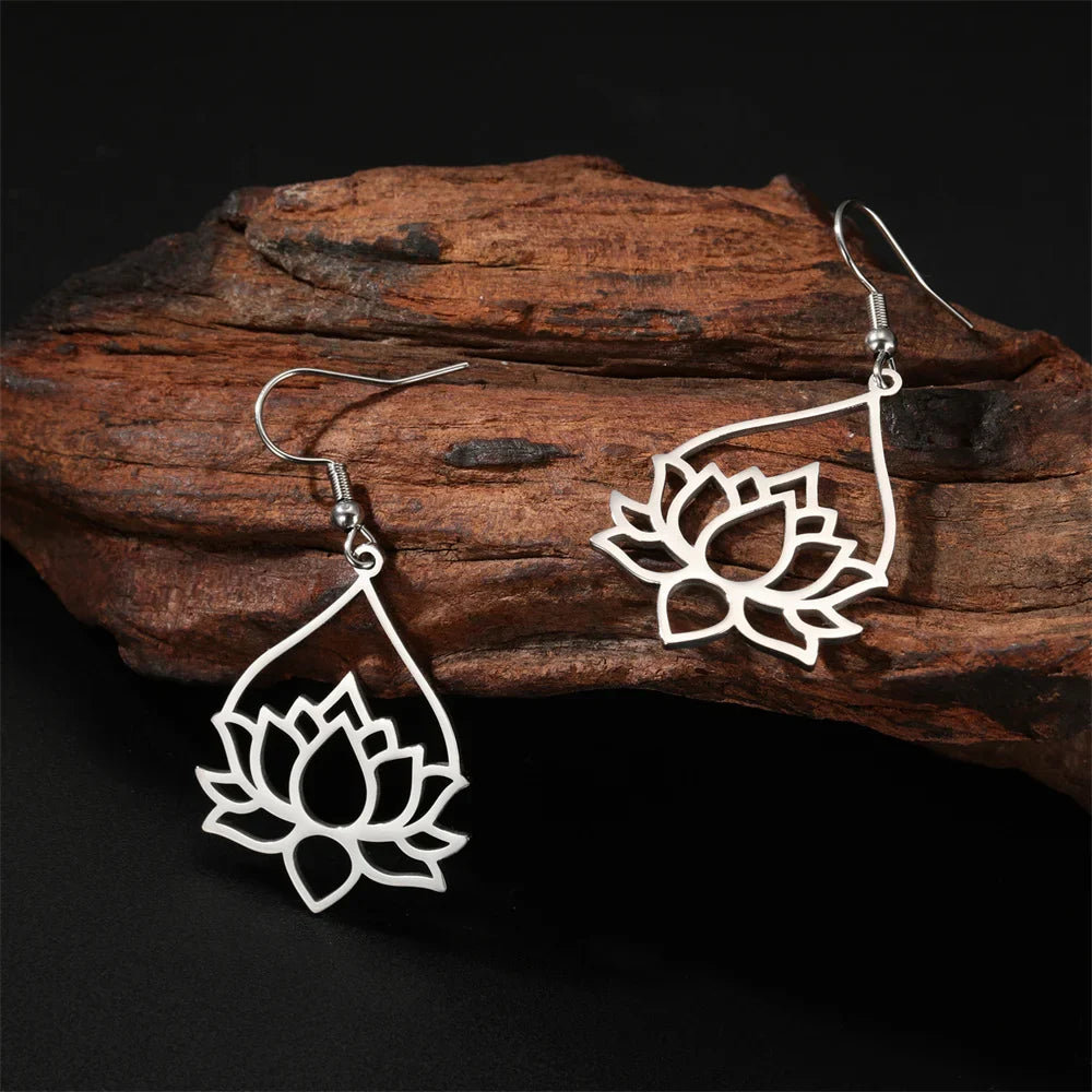 Lotus Drop Earrings - Spiritual Balance Energy