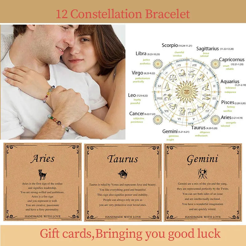 Handcrafted Natural Crystal Zodiac Bracelet For Women