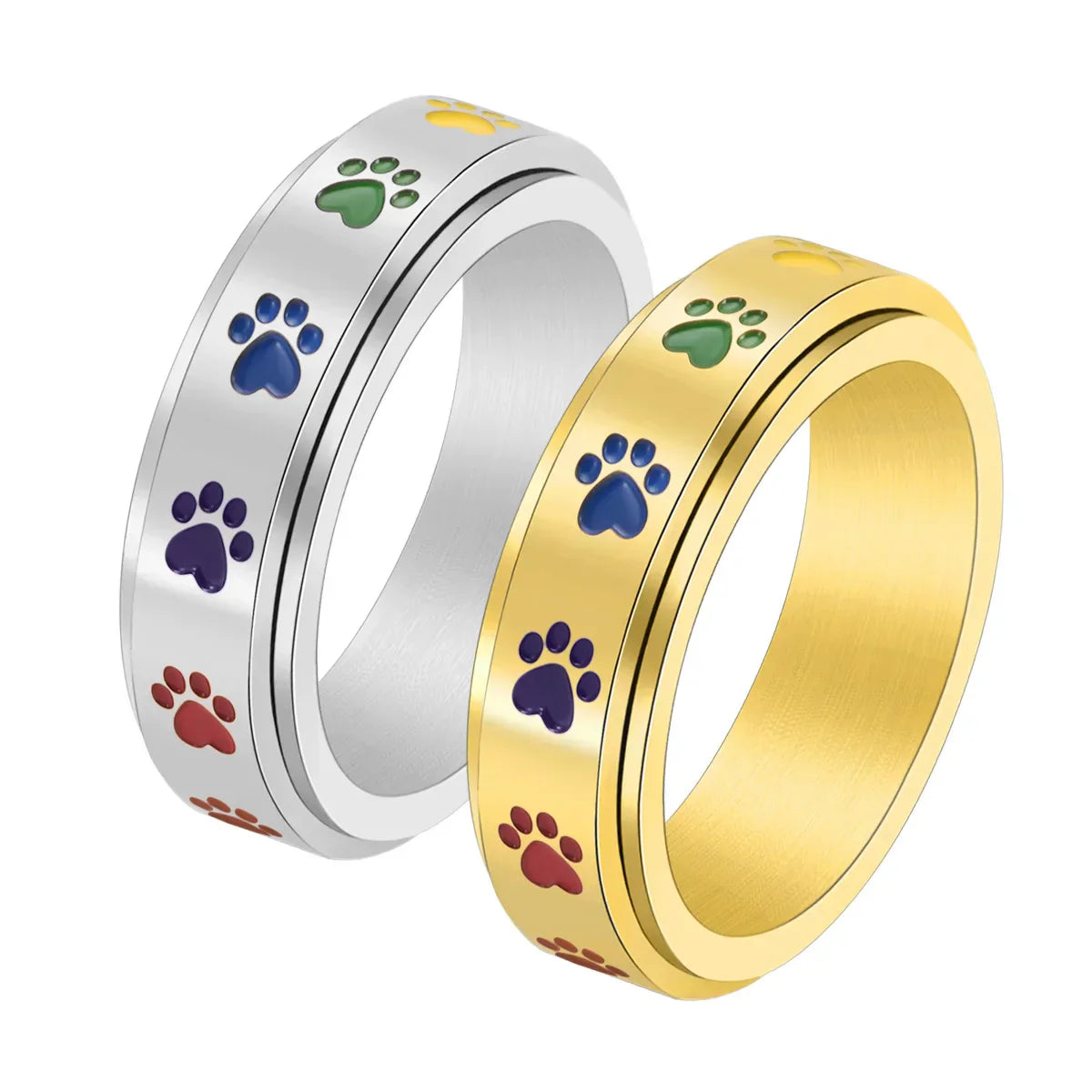 Rotatable Anti-Stress Ring with Paws with Rainbow Colors