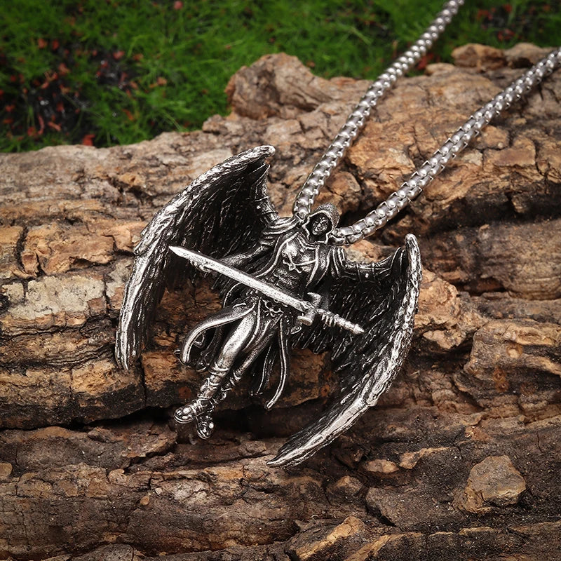 Black Onyx Archangel Protection Pendant For Men