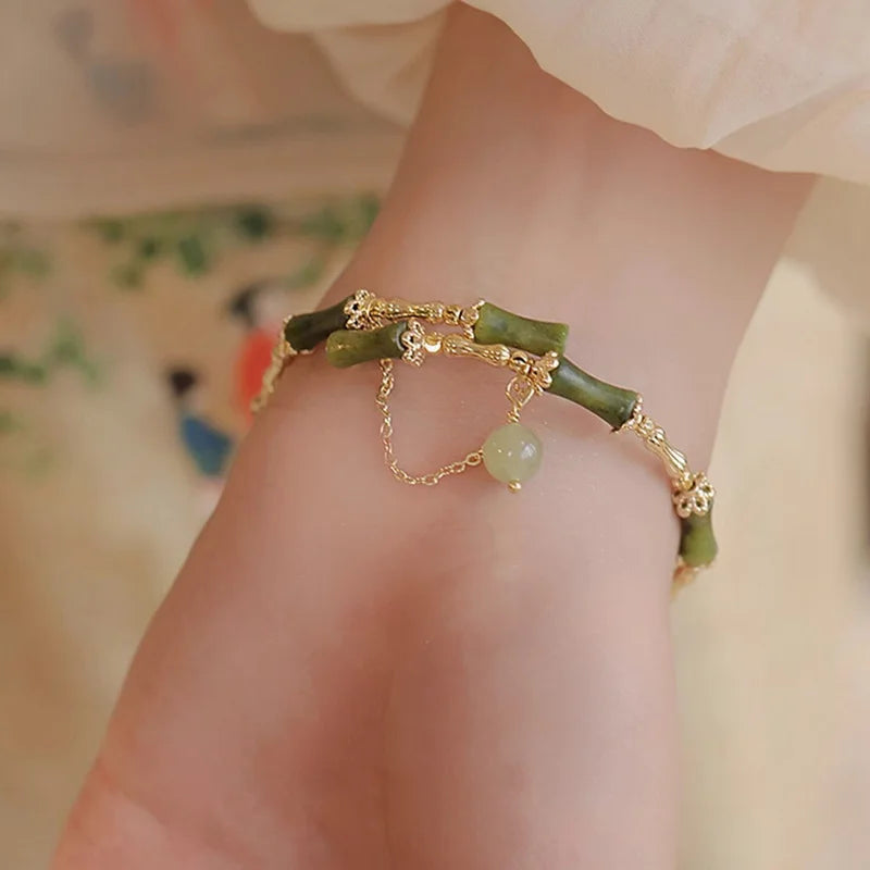 Green Bamboo Serenity Bracelet – Symbol of Calm & Growth