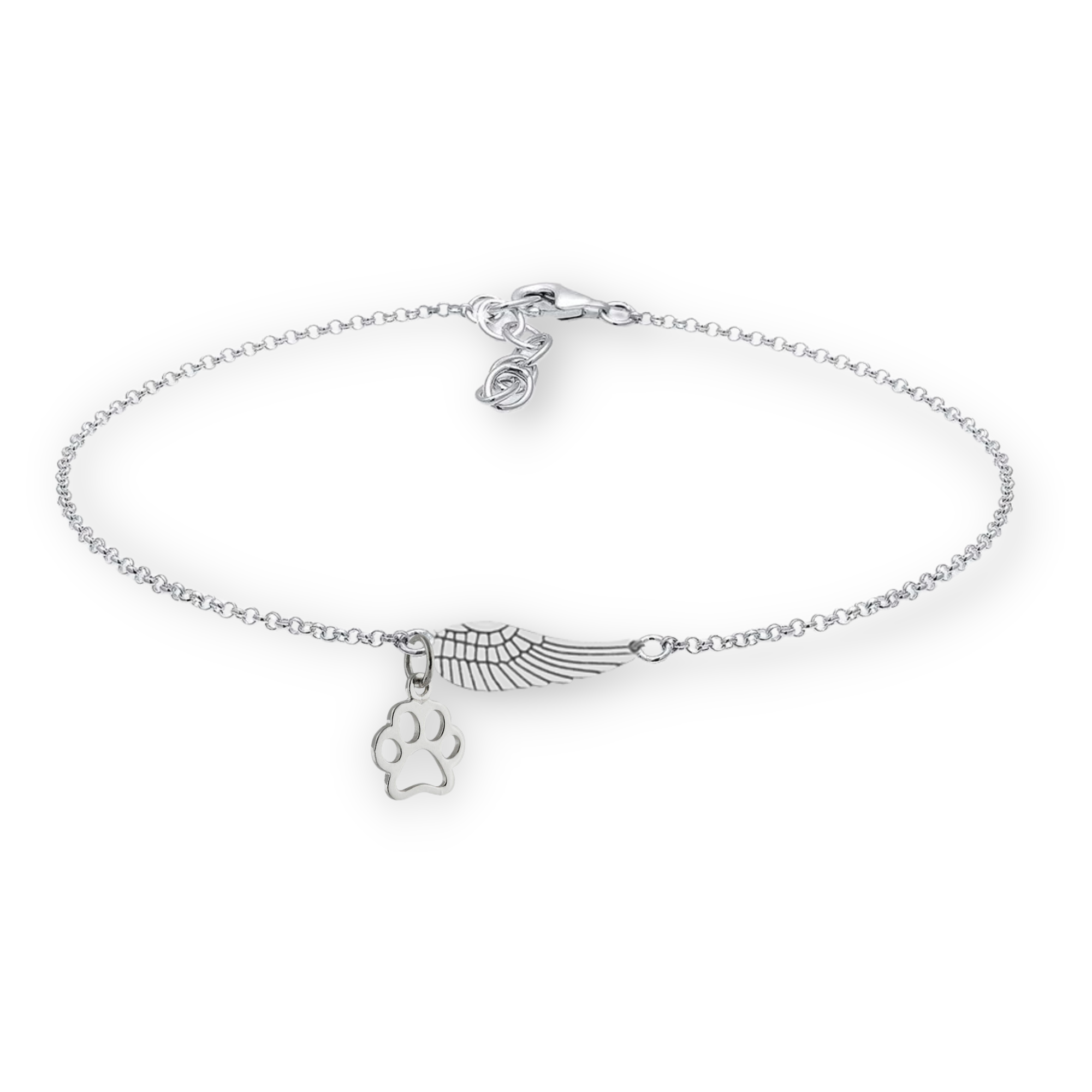 Memorial Bracelet with Angel Wings & Paw Print | Handmade