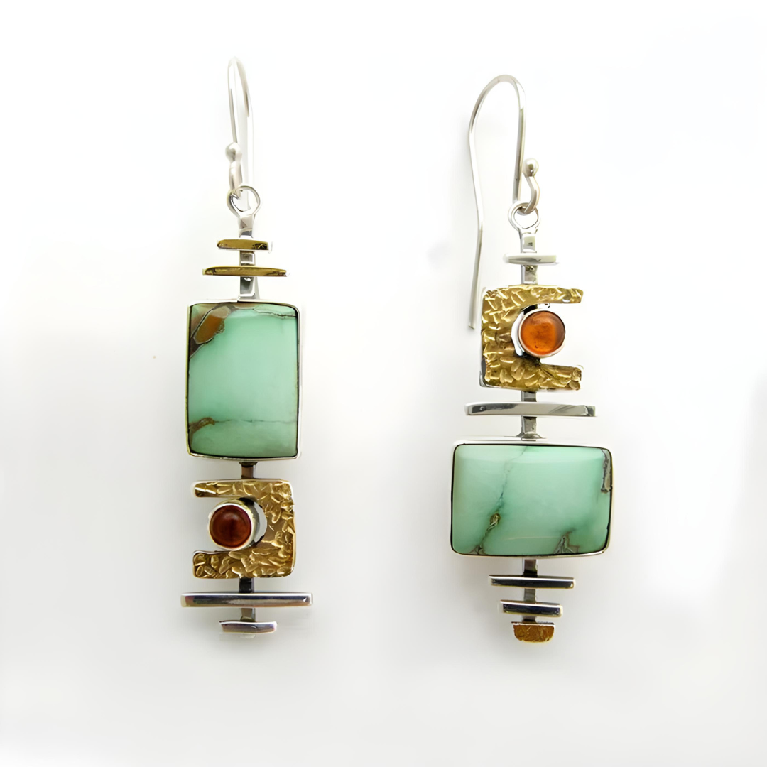 Vintage Green Old Stone Earrings
