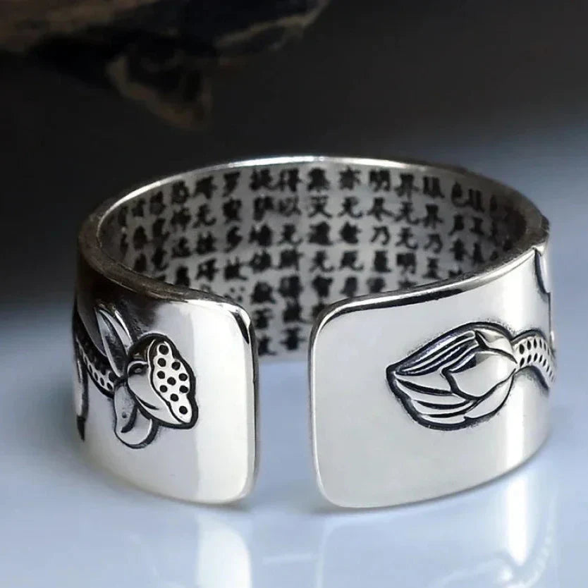 Buddhist Silver Lotus Flower Ring™