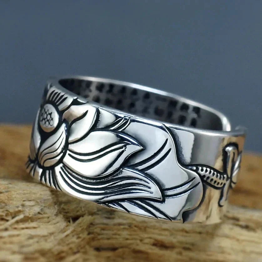 Buddhist Silver Lotus Flower Ring™