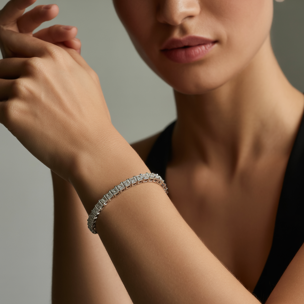 Modern Brilliance, Timeless Luxury Princess Cut Tennis Bracelet