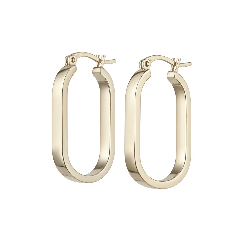 Sleek, Modern, Effortlessly Chic Smooth Oval Hoop Earrings