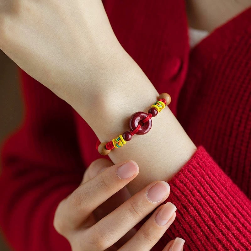 Red Stone Buckle Rope Bracelet Unisex Adults And Children