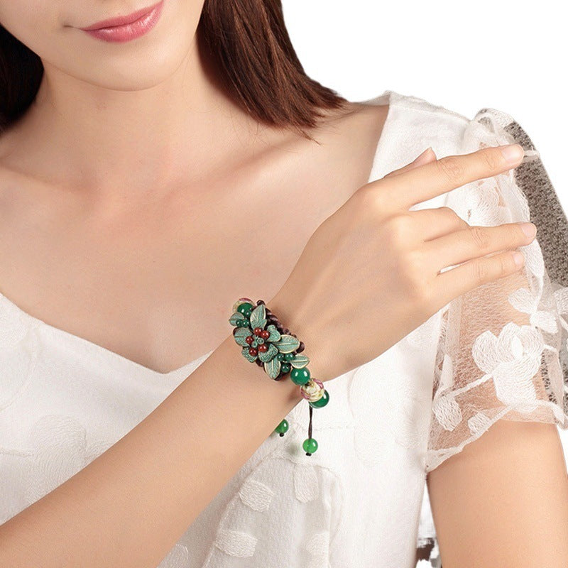 Green Yunnan Ethnic Style Bracelet Retro for Women
