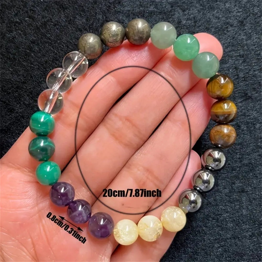 Dongling Amethyst Green Stone Beaded Unisex Bracelet Elite