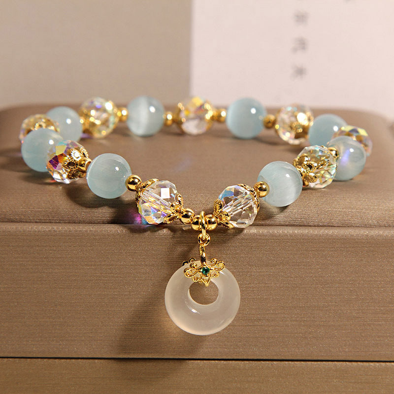 Women Blue Opal Bracelet Luxury Gift Japanese Style
