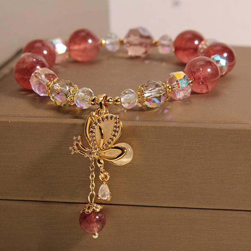 Natural Strawberry Quartz Love Bracelet For Women