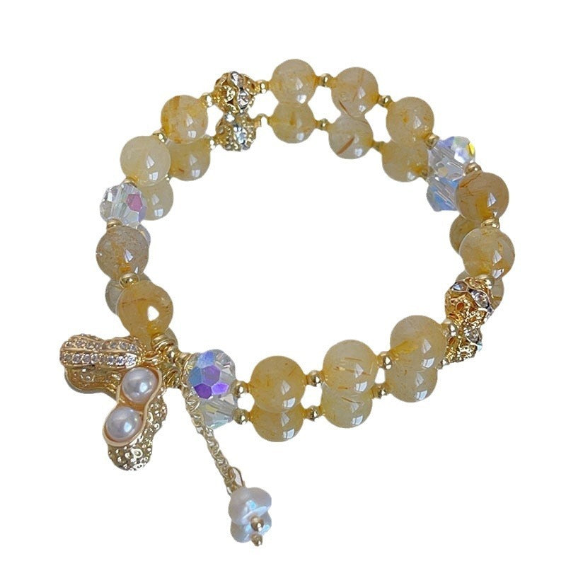 Citrine Sunstone Beaded Bracelet For Women Peanut Beads