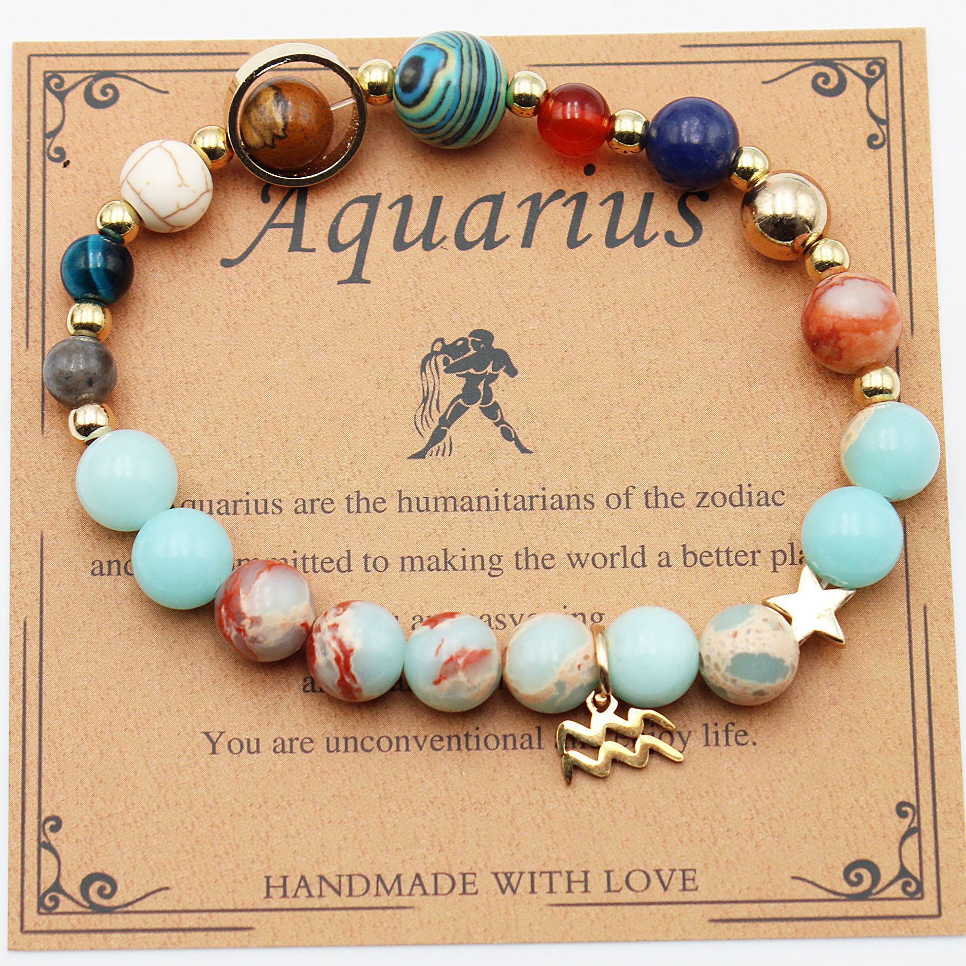 Twelve Constellations Natural Stone Bracelet Zodiac Edition