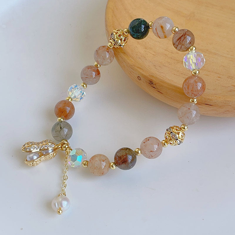 Citrine Sunstone Beaded Bracelet For Women Peanut Beads