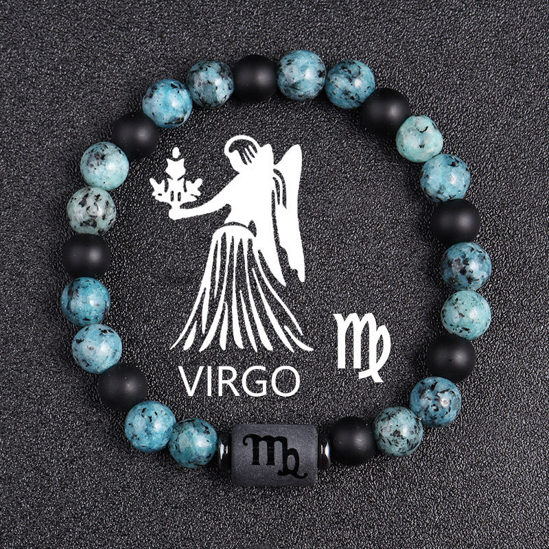 Rare Obsidian Zodiac Bracelet Twelve Constellations