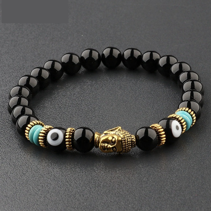 Buddha Head Alloy Signature Tiger Energy Stone Bracelet