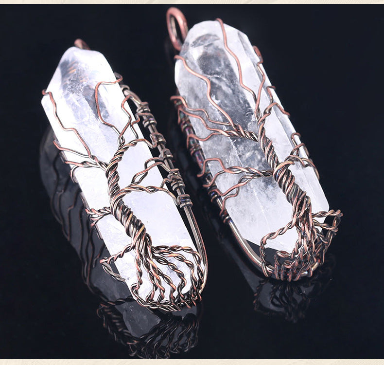 Amorphous Crystal Pendant Necklace White Stone Irregular