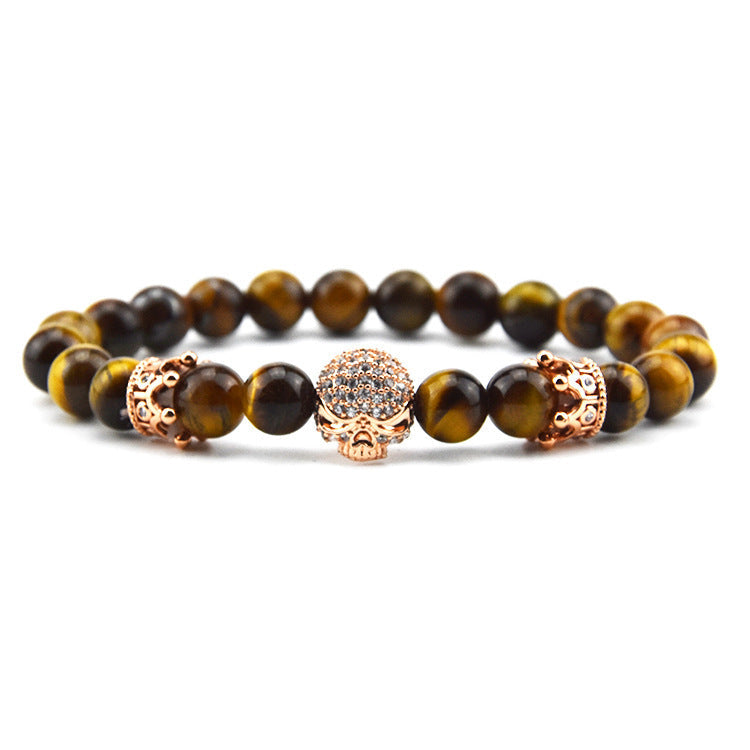 Volcanic Rock Beaded Crown Zircon Bracelet Exclusive